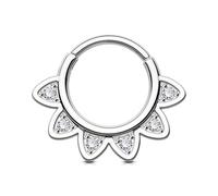 OUFER 16G Daith Piercing Jewelry, Clear CZ Cat Ears Design Daith Hoop Earring, 316L Stainless Steel Daith Earrings, Helix Cartilage Septum Piercing Jewelry, 16G 8MM, Stainless Steel Metal, cubic