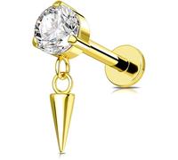 OUFER 16G Dangle Helix Earring Internally Threaded Cartilage Earring Stainless Steel 316L Clear CZ Conch Piercing Gold 6 mm Tragus Piercing Jewellery for Women Helix Stud