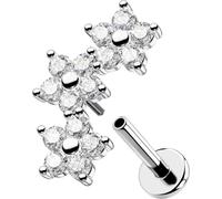 OUFER 16G Flower Helix Piercing Internally Threaded Conch Jewellery Stainless Steel 316L Cartilage Earring 8 mm Clear CZ Tragus Stud for Women Flat Back Earring