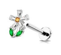 OUFER 16G Flower Tragus Piercing Jewelry Internally Threaded Clear CZ Helix Earring Stainless Steel 316L Lip Labret Stud Conch Lobe Cartilage Daith Ring for Women Ring 6 mm