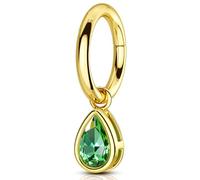OUFER 16G Gold Rook Piercing Jewellery Stainless Steel 316L Dangle Rook Barbell Small Daith Helix Earring Clicker Hoop Teardrop Green CZ Movable Conch Tragus Ring for Women 6 mm