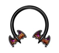 OUFER 16G Mini Rotating Bat Wing Cartilage Lip Nose Piercing Hoop Ring 10MM | Halloween Gothic Jewelry | 316L Hypoallergenic Surgical Steel