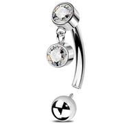 OUFER 16G Rook Piercing G23 Titanium Curved Barbell Internal Thread Eyebrow Bar Clear Round CZ Helix Earring for Women 6 mm Daith Ring Tragus Barbell