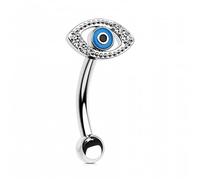 OUFER 16G Rook Piercing Jewellery Daith Helix Earrings Evil Eye Curved Barbell Eyebrow Ring Surgical Steel Cartilage Conch Tragus Silver Vertical Labret Lip for Bottom Bars Women Men Gift