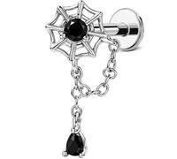 OUFER 16G Spider Web Helix Piercing Jewelry, Dangle Tragus Earrings, 16G 6MM, Metal, cubic zirconia