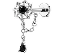 OUFER 16G Spider Web Helix Piercing Jewelry, Dangle Tragus Earrings, 16G 8MM, Metal, cubic zirconia