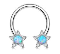 OUFER 16G Star Septum Ring Stainless Steel 316L Daith Earring Clear CZ and Opal Helix Piercing for Women 10 mm Helix Hoop Conch Ring Body Piercing Jewellery