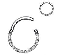 OUFER 16G Titanium Daith Earrings Piercings Helix Hoop Clicker Cartilage Earring CZ Line Conch Tragus Nose Septum Ring Women 6/8/10/12mm