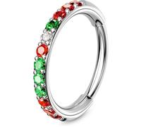 OUFER 20G Christmas Nose Ring 316L Surgical Steel Tragus Hinged Segment Ring Nose Hoop Transparent Red Green CZ Helix Earring Conch Jewellery for Women 6 mm