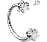 OUFER 20G Heart Push Pin Horseshoe Nose Rings Hoops 316L Surgical Stainless Steel CZ Septum Ring 7 & 8mm Inner Diameter with Bonus Replacement Top Helix Tragus Conch Lip Piercing Jewelry for Women