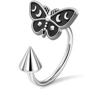 OUFER 20G Moth Nose Rings Hoops, 316L Surgical Steel Nose Piercing Jewelry | Hypoallergenic Silver Nose Hoop, Halloween 7mm Rook Earrings Daith Helix Piercing Jewelry for Women Men