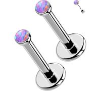 OUFER 2PCS 16G/20G Nose Lip Studs, G23 Solid Titanium Threadless Push in Nose Nostril Lip Labret Medusa Monroe Helix Cartilage Tragus Conch Lobe Piercing Jewelry for Women Men, 20g 6mm, Titanium Metal