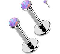 OUFER 2PCS 16G/20G Nose Lip Studs, G23 Solid Titanium Threadless Push in Nose Nostril Lip Labret Medusa Monroe Helix Cartilage Tragus Conch Lobe Piercing Jewelry for Women Men, 20g 6mm, Titanium Metal