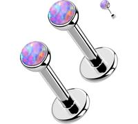 OUFER 2PCS 16G/20G Nose Lip Studs, G23 Solid Titanium Threadless Push in Nose Nostril Lip Labret Medusa Monroe Helix Cartilage Tragus Conch Lobe Piercing Jewelry for Women Men, 18g 8mm, Titanium Metal