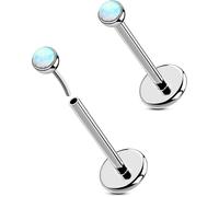 OUFER 2PCS 16G/20G Nose Lip Studs, G23 Solid Titanium Threadless Push in Nose Nostril Lip Labret Medusa Monroe Helix Cartilage Tragus Conch Lobe Piercing Jewelry for Women Men, 16g 5mm, Titanium Metal
