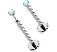 OUFER 2PCS 16G/20G Nose Lip Studs, G23 Solid Titanium Threadless Push in Nose Nostril Lip Labret Medusa Monroe Helix Cartilage Tragus Conch Lobe Piercing Jewelry for Women Men, 16g 10mm, Titanium