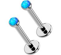 OUFER 2PCS 16G/20G Nose Lip Studs, G23 Solid Titanium Threadless Push in Nose Nostril Lip Labret Medusa Monroe Helix Cartilage Tragus Conch Lobe Piercing Jewelry for Women Men, 16g 8mm, Titanium Metal