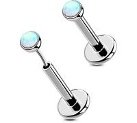 OUFER 2PCS 16G/20G Nose Lip Studs, G23 Solid Titanium Threadless Push in Nose Nostril Lip Labret Medusa Monroe Helix Cartilage Tragus Conch Lobe Piercing Jewelry for Women Men, 18g 6mm, Titanium Metal