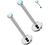 OUFER 2PCS 16G/20G Nose Lip Studs, G23 Solid Titanium Threadless Push in Nose Nostril Lip Labret Medusa Monroe Helix Cartilage Tragus Conch Lobe Piercing Jewelry for Women Men, 18g 10mm, Titanium