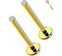 OUFER 2Pcs 20G/18G/16G G23 Titanium Threadless Nose Stud Earrings Flat Back Tiny CZ Small Nose Helix Cartilage Tragus Conch Labret Medusa Monroe Piercing Jewelry for Women Men, 2pcs, 16g 10mm, 1.5mm