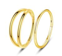 OUFER 2pcs 8mm Cartilage Helix Hoop Earrings 16G Orbital Conch Ring Tragus Daith Piercings Jewellery Rook Snug Forward Helix Hinged 316L Surgical Steel Septum Clicker Gold Nose Ring 1.2mm