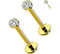 OUFER 2pcs G23 Titanium Stud Earrings 20g/18g/16g Flat Back Small Cubic Zirconia Helix Tragus Shell Lip Jellyfish Jewelry for Women
