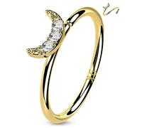 OUFER 9ct Solid Gold Nose Hoop Ring 20G Seamless Open Nostril Ring Piercings Moon CZ Helix Earring Hoops Cartilage Rook Tragus Body Jewellery Women Men Gift 8mm