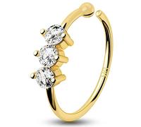 OUFER 9ct Solid Gold Nose Ring Hoop Piercings 20 Gauge Seamless Open Nostril Nose Earring CZ Flower Helix Hoops Cartilage Rook Daith Tragus Body Jewellery Women Men Gift 8mm