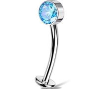 OUFER Body Piercing 14G Titanium Floating Belly Piercing Jewellery Internally Threaded Navel Bar Aqua CZ Belly Button Ring 10/12/14/16mm Hypoallergenic Curved Banana Barbell for Women Men