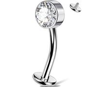 OUFER Body Piercing 14G Titanium Floating Belly Piercing Jewellery Internally Threaded Navel Bar Clear CZ Belly Button Ring 10/12/14/16mm Hypoallergenic Curved Banana Barbell for Women Men