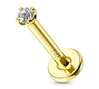 OUFER Body Piercing 16G Threadless Labret Stud Earrings 14K Solid Gold Push Back Labret Monroe Piercing Push-in Lipsticks Helix Tragus Conch Lip Lobe Earring Piercing