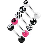OUFER Body Piercing 5PCS 14G Tongue Ring Set 316L Stainless Steel 16mm Straight Barbell Acrylic Ball Hypoallergenic Tongue Piercing Bar Jewelry for Fresh Healed Piercings