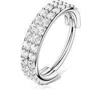 OUFER Body Piercing Belly Button Ring Hoop 14G 8 10 12mm Hinged Navel Ring Hoop Clicker Surgical Steel Belly Bars Piercing Jewellery CZ Paved Navel Belly Ring Hoop Piercing 8