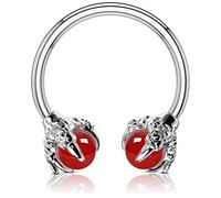 OUFER Body Piercing Horseshoe Earrings Helix Piercing 316L Surgical Steel Helix Earrings Dragon Claws Circular Ring Cartilage Earring Body Piercing, Steel Red