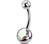 OUFER Body Piercing Internally Thread Belly Button Bars 10MM Navel Bar G23 Solid Titanium Belly Bars 14G Navel Piercings Barbell 1.6mm CZ Belly Button Jewellery