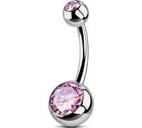 OUFER Body Piercing Internally Thread Belly Button Bars 10MM Navel Bar G23 Solid Titanium Belly Bars 14G Navel Piercings Barbell 1.6mm CZ Belly Button Jewellery