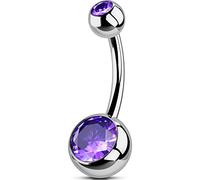 OUFER Body Piercing Internally Thread Belly Button Bars G23 Solid Titanium Belly Bars 14G Navel Piercings CZ Navel Bars Belly Button Piercing Ring