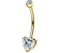 OUFER Body Piercing Internally Thread Belly Button Piercing 9K Solid Gold Belly Piercing Heart 10/12/14/16mm Bananabarebll Body Jewellery Piercing Belly Button Piercing Navel Piercing