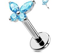 OUFER Body Piercing Labret Earrings: Titanium Threadless Lip Stud 16G/1.2mm Helix Tragus Conch Cartilage Earrings Jewellery Push in Butterfly Medusa Bar 6/8/10/12mm for Women