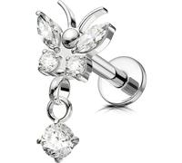 OUFER Body Piercing Labret Jewellery: Titanium Lip Stud 16G/1.2mm Internally Threaded Helix Tragus Conch Cartilage Earrings Jewellery Butterfly Dangle Medusa Lip Bar 6mm for Women