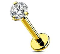 OUFER Body Piercing Labret Stud Piercing Gold 6/8/10/12mm Push-in Lip Bars Titanium Helix Tragus Earring Piercing Jewellery 16G Threadless Tragus Helix Lobe Lip Piercing Bars