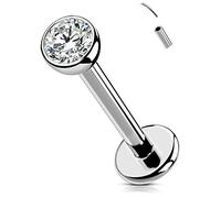 OUFER Body Piercing Labret Stud Piercing Threadless Push-in Lip Bars Titanium 6mm/8mm/10mm/12mm Helix Tragus Earring Piercing Jewellery 16G Tragus Helix Conch Lip Piercing Bars, (TLIP012 12mm)