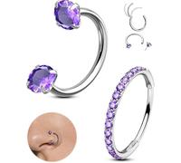 OUFER Body Piercing Nose Ring: 2pcs 316L Stainless Steel Horseshoe Hoops 20G Threadless Nostril Piercings Jewellery Sets Hinged Segment Helix Septum Lip Eyebrow Rook Daith Earrings 6-8mm