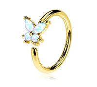 OUFER Body Piercing Nose Ring Hoop 18G 14K Solid Gold Nose Piercings Opal Butterfly Helix Daith Rook Earrings Piercing Ring Jewellery