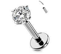 OUFER Body Piercing Threadless Push-In Lip Bars Labret Stud Piercing Titanium 6mm/8mm/10mm/12mm Helix Tragus Earring Piercing Jewellery 16G CZ Tragus Helix Conch Lip Piercing Bars