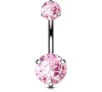 OUFER Body Piercing Titanium Belly Button Bars Piercing Jewellery 10 12 14 16mm Internally Belly Bars 14G Extra Long Navel Bars Double CZ Navel Piercing Jewellery