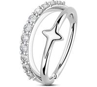 OUFER Double Hoop Nose Rings, 20G Open Nose Rings Hoops 316L Stainless Steel Cute Star Sparkling CZ Nose Rings for Women Men, 20g 8mm, Stainless Steel Metal, cubic-zirconia