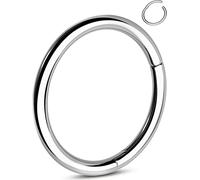 OUFER G23 Titanium Nose Ring Clicker Hoop 10mm Cartilage Earrings Silver Helix Piercing jewellery 18G Daith Rook Conch Hinged Nostril 1.0mm for Men Women Gift 6-12mm