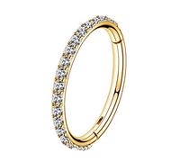 OUFER Gold Hinged Segment Earring Hoop 16G Stainless Steel with Cartilage Earrings Clear CZ Paved Tragus Helix Earrings Cartilage Earring Septum Nose Ring Hoop, 20g,7mm, Metal, cubic zirconia