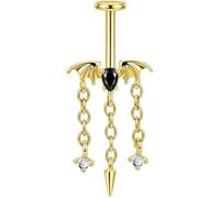 OUFER Halloween Bat Vertical Helix Earring, Black/Red CZ Upper Ear Piercing, 16G 7MM, Metal, Cubic Zirconia